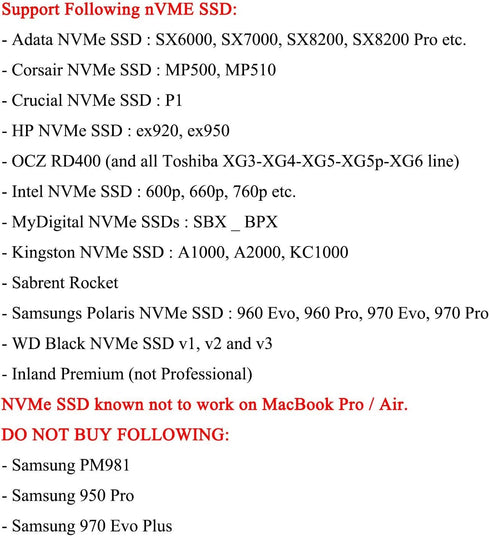 M.2 NVME SSD Convert Adapter for Upgraded MacBook Air Pro Retina Mid 2013-2017, NVME/AHCI SSD Upgraded Kit for A1465 A1466 A1398 A1502 - Standard ...