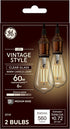 GE Vintage Style LED Light Bulbs, 60 Watt, Clear Finish, ST19 Edison Style Bulbs (2 Pack)...