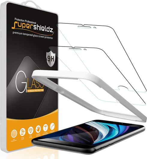 Supershieldz (2 Pack) Designed for iPhone SE (2022/2020, 3rd/2nd Generation) / iPhone 8/7 (4.7 Inch) Tempered Glass Screen Protector, Anti Scratch...