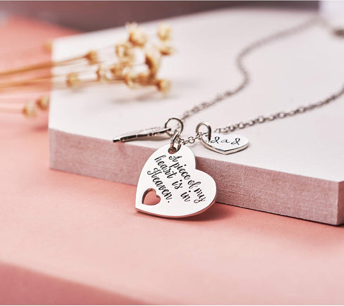 Memorial Necklace A Piece of My Heart is in Heaven Memorial Dad Mom Necklace Loss of Father Gift...