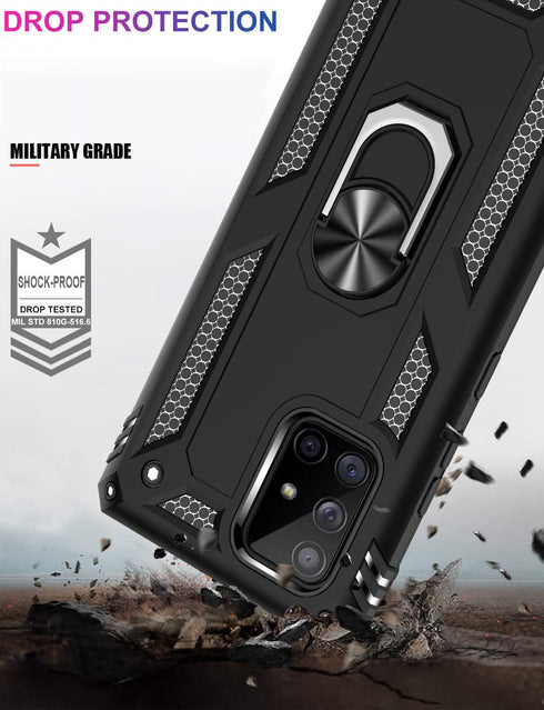 LUMARKE for Galaxy A71 5G Case with Screen Protector,Pass 16ft. Drop Tested Military Grade Protective Phone Cover with Magnetic Ring Kickstand Com...