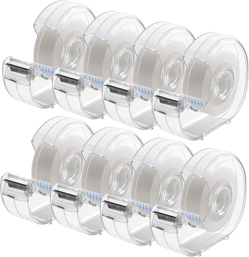 Transparent Tape with Dispenser and Refills,Clear Tape for Home,School and Office Supplies,0.7x1000 Inch, 8 Pack...