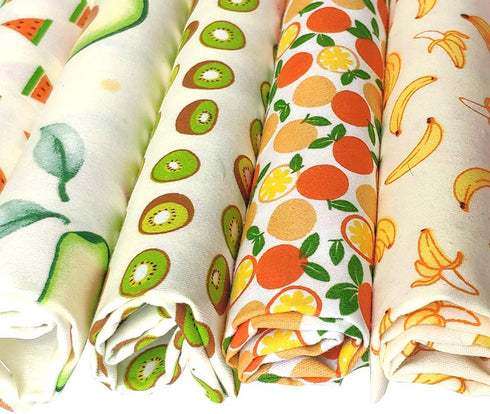 7pcs 18" x 22" Cotton Fabric Different Patterns Fruit Printed Design Patchwork Quilting Fabric Bundles for DIY Sewing Crafts...