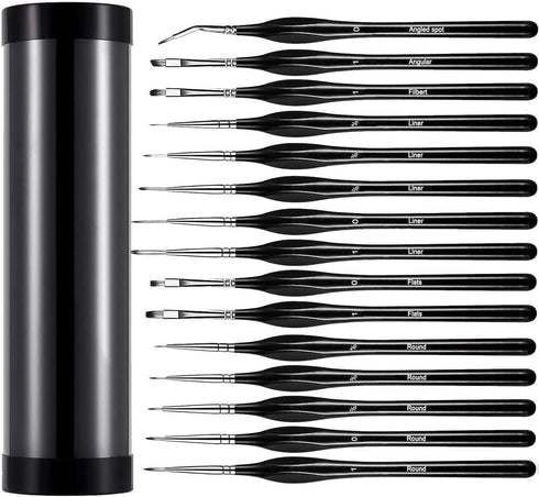 Micro Detail Paint Brush Set, 15pcs Miniature Fine Paint Brushes for Acrylic Painting, Small Paint Brushes for Watercolor, Oil, Face, Nail, Models...