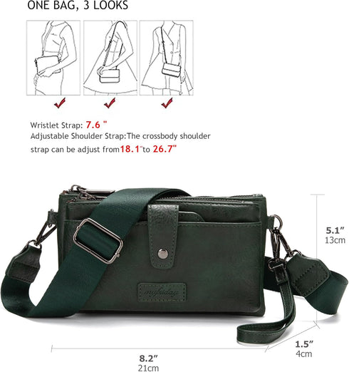 myfriday Womens Vintage Vegan Leather Wristlet Clutch Purse with Zip Around 2 Strap & Detchable Card Holder...