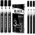 Black Acrylic Paint pens (6 Pack) Variety Pack - Extra Fine 0.7MM & Medium Tip 2-3MM - Water Based Paint Markers for Rock Painting, Stone, Ceramic...