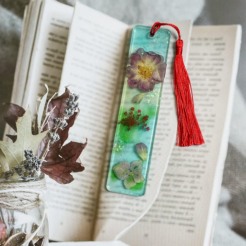 Szecl Bookmark Mold with Tassels, Rectangle Bookmark Silicone Mold for Epoxy Resin Casting 3.90 inch Resin Bookmark Mold Kit with 10 Pcs Colorful ...