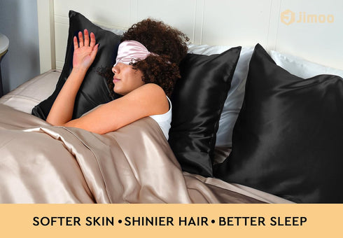 100% Mulberry Silk Pillowcase for Hair and Skin, 22 Momme Pure Natural Silk Pillow Case Both Sided with Zipper, Pillow Cover for Women Mom Men (Bl...