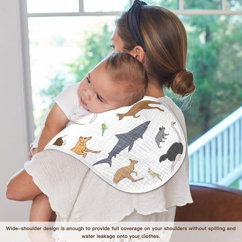 Australian Animal Koala Kangaroo Muslin Burp Cloths for Baby 2 Pack 100% Cotton Baby Washcloths Bibs for Boy Girl...
