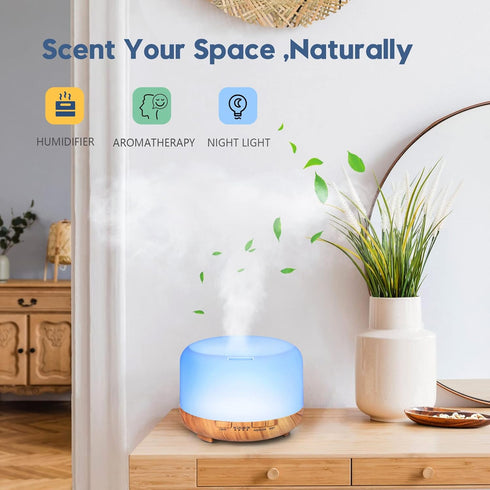 Essential Oil Diffuser, YIKUBEE Oil Diffuser, 500ml Humidifier, Diffusers for Home, Aromatherapy Diffuser with Remote Control, Diffusers for Essen...