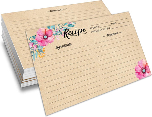 Double Sided Recipe Cards 4x6 Inch, Set of 50 Thick Cardstock Recipe Cards with Lines, Easy To Write On Smooth Surface, Line Printed, Large Writin...
