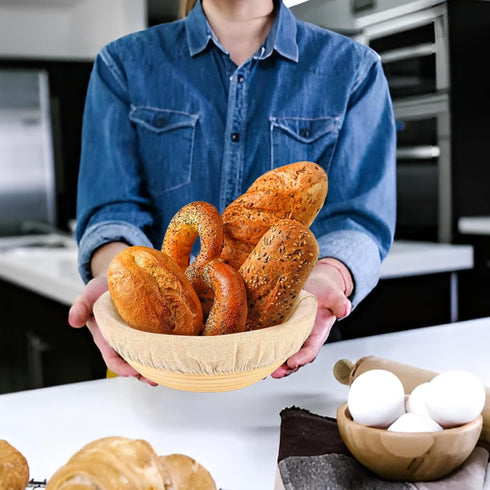 4 Pcs Banneton Bread Proofing Basket Linen Cloth Liners, 10 Inch Baking Dough Basket Cover Round and Oval Linen Sourdough Proofing Banneton Cloth ...