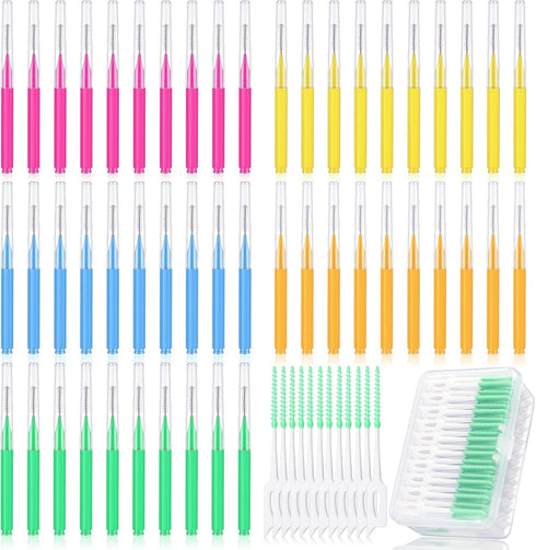 Zopeal 250 Pcs Interdental Brush for Braces Disposable Braces Flossers Dental Picks Floss Toothpick Dental Teeth Flossing Head Oral Hygiene Flosse...