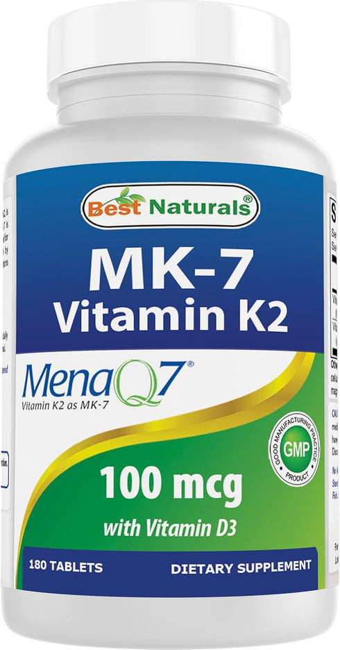 Best Naturals Vitamin K2 (MK7) with D3 Supplement Bone and Heart Health (5000 IU Vitamin D3 & 100 mcg Vitamin K2 MK7), 180 Tablets...