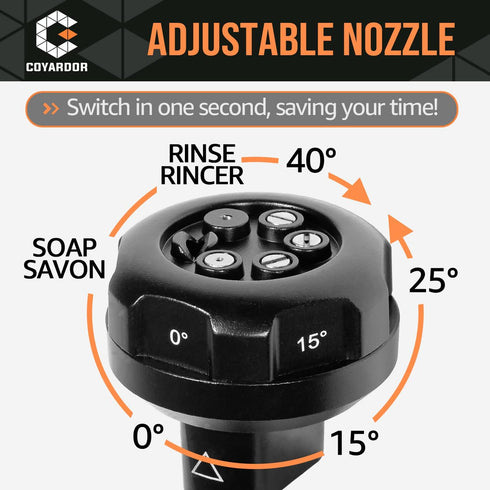 Pressure Washer Nozzle Tips, 6 in 1 Quick Change Over Spray Nozzle, Adjustable Power Washer Tips with 1/4" Quick Connect, 3000 PSI...