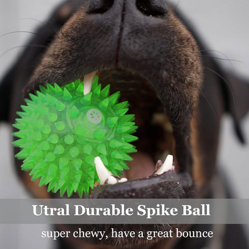 12pack Squeaky Dog Toys Spiky Dog Balls Cleans Teeth and Promotes Dental and Gum Health for Your Pet Squeaker Ball Toys for Aggressive Chewers (S ...