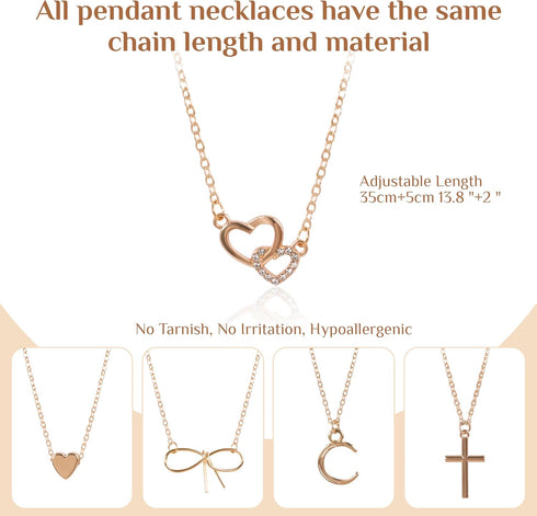 DF DUALFERV 5 Pcs Layered Gold Cross Necklaces for Women, 14K Gold Plated Cross Pendants for Women and Girls, Simple, Cute, Tiny Jewelry Gifts, Tr...