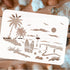 FINGERINSPIRE Beach Scenery Stencil 8.3x11.7 inch Ocean Beach Stencil Template Plastic Coconut Trees Seagulls Flamingo Shells Pattern Painting Ste...