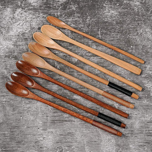 Honey Dipper Stick -Natural Wood Long Handle Spoons for Coffee, Tea Stirring Spoons -Dessert Iced Tea Cocktail Mixing Spoons for Home Kitchen -Che...