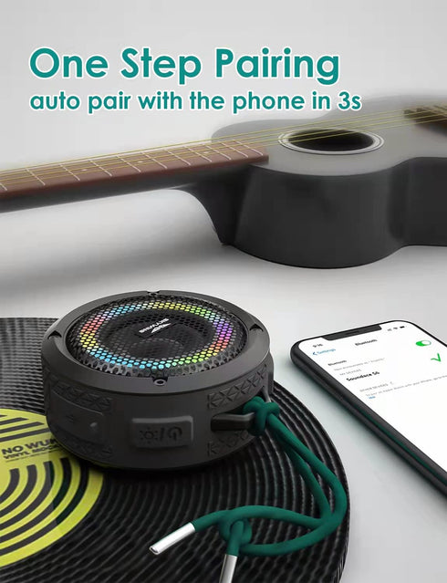 Bluetooth Shower Speaker, Soundace S6 IPX7 Waterproof Portable Speaker with Suction Cup Hook Lanyard TWS RGB Lights,Wireless Mini Speaker for Bike...