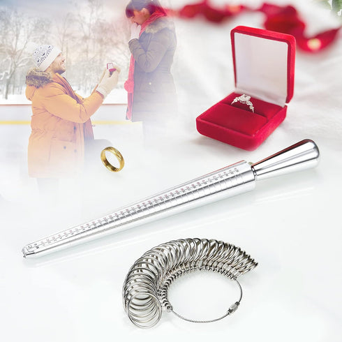 Ring Sizer Measuring Tool, NuLink Aluminum Ring Mandrel Dual Measurement Size Metal Rings Sizers Tools Kit Adjuster for Women Men Rings...