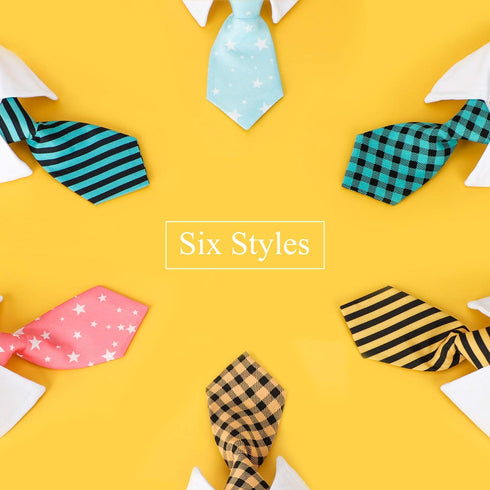 Segarty Neck Ties for Dogs, 6pcs Dog Tie, Adjustable White Dog Collar with Formal Classy Stripped Neck Tie for Pet Cats Small and Medium Boy Puppy...