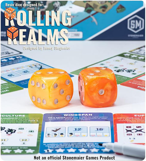 Gate Keeper Games Rolling Realms Premium Dice Set - Pair of 35mm Epic Dice, Gate Keeper Games, Jumbo Resin d6s for Use with Stonemaier Games' Roll...