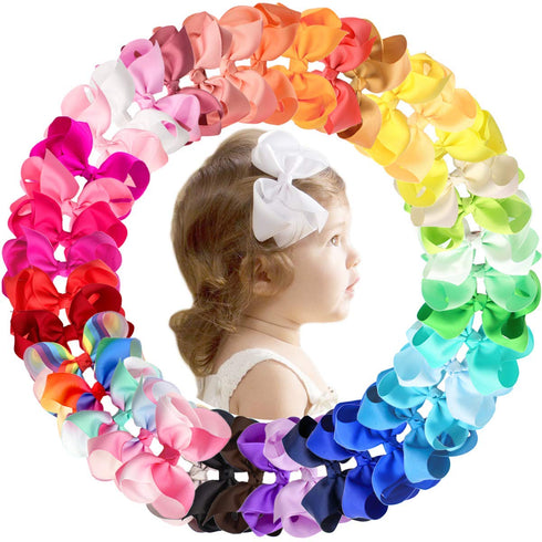 CÉLLOT 40 Pieces 4.5 Inch Hair Bows for Girls Clips Grosgrain Ribbon Boutique Hair Bow Alligator Clips For Girls Teens Toddlers Kids...