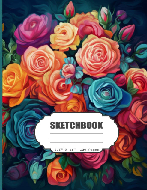 Sketchbook: Watercolor Roses Bouquet Blank Sketch Book for Kids, Adults, Artist Notebook/Journal for Drawing, Writing, Sketching or Doodling, Blan...