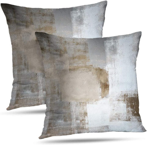 Brown Throw Pillow Covers 22x22, 2 Pack Square Decorative Pillow Cases Cushion for Farmhouse Home Decor...