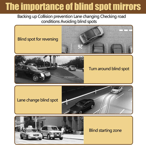 2 Pack Blind Spot Mirror, 2" Round HD Glass Convex Rear View Mirrors, 360° Wide Angle Side Rear View Mirror, Universal Exterior Accessories for Mo...