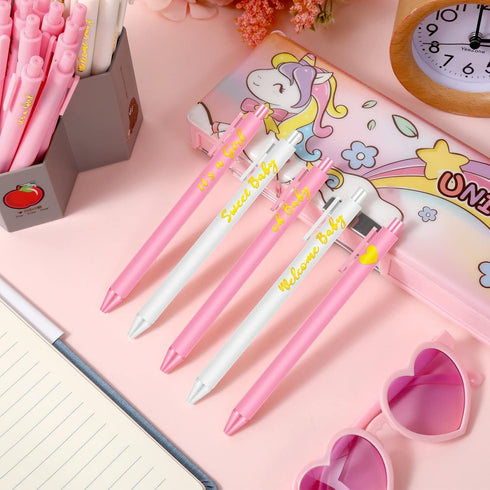 Nuanchu 50 Pcs Baby Shower Pens for Guests It's a Boy or Girl Pens Retractable Baby Shower Favors Baby Shower Decorations Office School Teacher St...