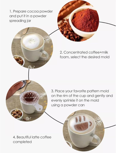 16Pcs Plastic Coffee Stencils Various Patterns Art DIY Mold Tools for Cappuccino Chocolate Latte Barista Template...