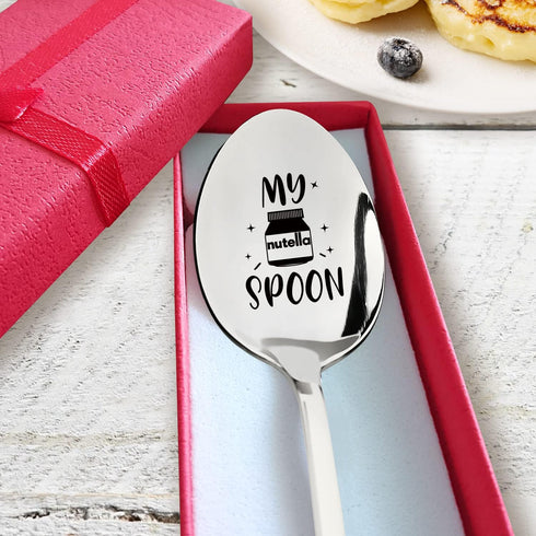 My Nutella Spoon Funny Engraved Stainless Steel Spoon, Best Coffee Spoon Ice Cream Nutella Spoon Gifts for Women, Men, Nutella Lovers, Birthday Ch...
