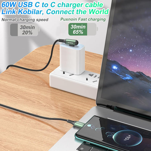 USB Cables - 90 Degree USB C to C Charging Cable for Fast Charging, Type C Phone Charger - Compatible with Android Phones - Reliable and Durable C...