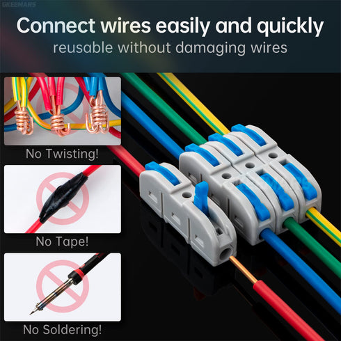 GKEEMARS 50 Pcs Wire Connector, 1 Conductor Compact Wire Connectors Splicing Connectors for Circuit Inline 24-12 AWG (Blue)...