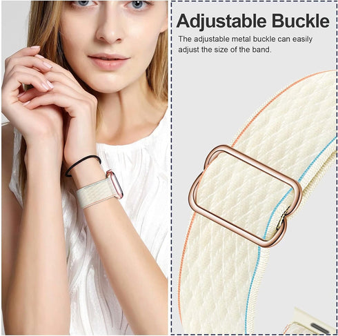 Swhatty Stretchy Nylon Solo Loop Bands Compatible with Apple Watch 38mm/40mm/41mm/42mm for Series 10, Adjustable Braided Sport Elastics Women Men ...