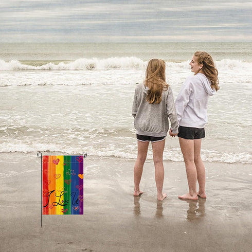 Pride Garden Flag, Gay Flag Pride Flag Outdoor Gay Pride Flag Rainbow Flag LGBTQ Flag, Heart Double-Sided Progress Pride Flag Garden Lawn Porch Ya...