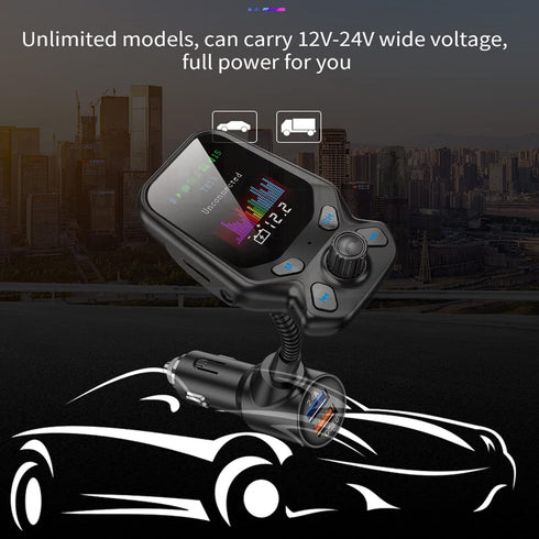 Bluetooth FM Transmitter for Car,YIBECAR Bluetooth Car Adapter Car Kit with 1.8" Color Display Supports Hands-Free Call AUX in/Out SD/TF Card USB ...