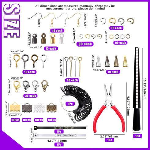 Swpeet 1466Pcs Jewelry Making Supplies Kit with Jewelry Making Tools, 40 Styles Jewelry Findings, with Jewelry Pliers and Ring Sizer Measuring Too...