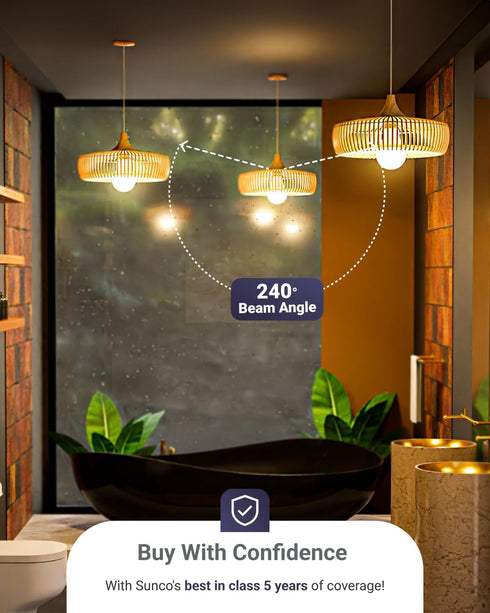 Sunco Lighting 12 LED A19 Light Lamp Bulbs 9W Equivalent 60W, CRI91 E26 Base 3000K White for Living Room Dining Area Bedroom Refrigerator, 850 Lum...