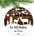 Our First Christmas as Mr & Mrs Deer Christmas 2024 Tree Ornament - Couple Newlywed (White and Brown)...