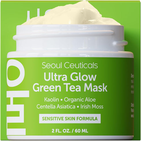 SeoulCeuticals Korean Skin Care Face Mask for Sensitive Skin - Korean Skincare Green Tea Wash Off Masks - K Beauty Face Masks - Aloe Vera Mask + C...