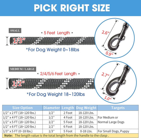 BAAPET 2/4/5/6 FT Dog Leash with Comfortable Padded Handle and Highly Reflective Threads for Small Medium and Large Dogs (2FT-1/2'', Black)...