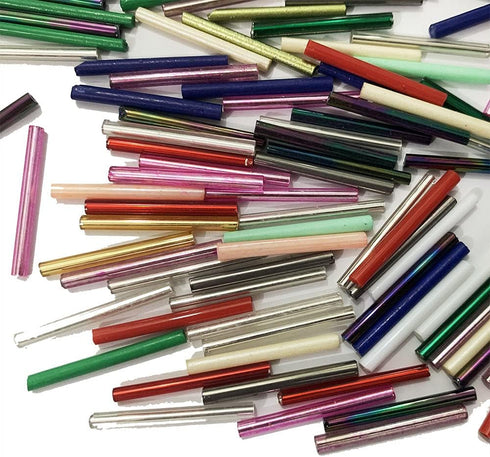 25mm 1" Czech Glass Seed Beads Tube Lined Bugle Beads Spacer Long Earrings Findings (Mix Color)...