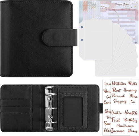 A8 Budget Binder, Money Saving Binder with 8Pcs Cash Envelopes for Budgeting, Money Organizer for Cash with 12Pcs budgeting Sheets and 2Pcs Golden...