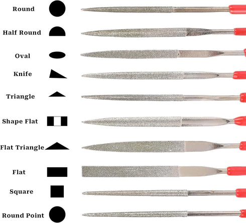 10Pcs Diamond Needle File Set, Model Files Mini Metal File Diamond File Set, Metal File Set Hand Tools, Miniature and Model Files, Small File Jewe...