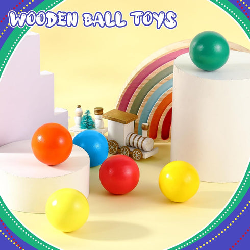 Bucherry 12 Pcs Montessori Wooden Balls 1.8 Inch Wooden Ball Toys Replacement Ball Educational Counting Toy Preschool Learning Material for Montes...