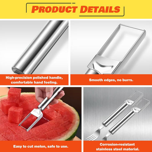 2-in-1 Stainless Steel Fruit Cutter,2024 New Upgrade Watermelon Slicer,Watermelon Cutter,Dual Head Fruit Forks Slicer Knife, Watermelon Fork Slice...