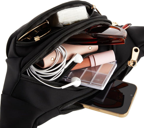 Zodaca Black Extra Large Fanny Pack Plus Size, Crossbody Bag with Adjustable Belt Straps Fits 34-60 Inch Waist (Expands to 5XL)...